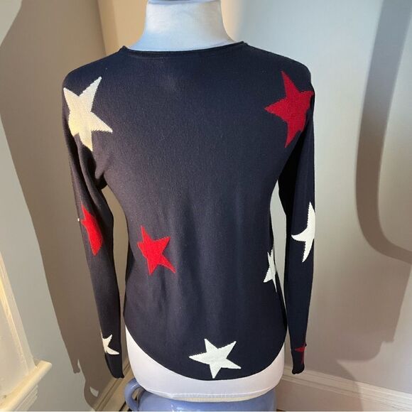 Rachel Zoe Cashmere Blend Star Print Sweater Size XS. Navy, red and white tswift - Picture 5 of 9